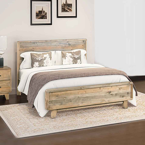 Woodland Solid Pine Wood Bed Frame In Rustic Texture Multiple Size Bed Frame